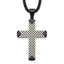 Black Ion-Plated Brushed and Polished Cross Stainless Steel Rolo Chain Necklace