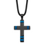 Black Ion-Plated Polished Cross Stainless Steel Rolo Chain Necklace 20in