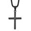 Black Ion-Plated Polished Cross Stainless Steel Rolo Chain Necklace 20in