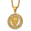 Gold-Tone Polished Crystal Lion Stainless Steel Rolo Chain Necklace 24in