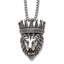 Crowned Lion Head Box Necklace in Stainless Steel, 24 Inch - Sophia Jewelers