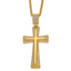 Gold-Tone Polished Crystal Cross Stainless Steel Rolo Chain Necklace 24in