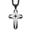 Black Ion-Plated Brushed and Polished Cubic Zirconia Cross Stainless Steel Rolo Chain Necklace