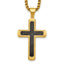 Gold-Tone Brushed and Polished Cross Stainless Steel Rolo Chain Necklace