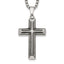 Antiqued Cross Stainless Steel Rolo Chain Necklace 24in