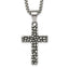 Antiqued Cross Stainless Steel Rolo Chain Necklace Textured