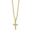 Gold-Tone Polished Cubic Zirconia Cross Stainless Steel Necklace