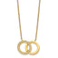 IP Cubic Zirconia Double Rings Necklace in Stainless Steel with Extender, 18 Inch - Sophia Jewelers
