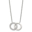 Cubic Zirconia Double Rings Necklace in Stainless Steel with Extender, 18 Inch - Sophia Jewelers