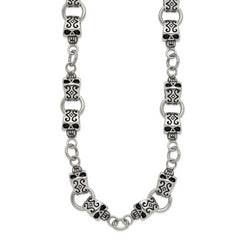 Chisel Stainless Steel Antiqued and Polished Skull 24 inch Necklace