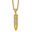 Gold-Tone Polished Crystal Bullet Stainless Steel Necklace 2.9mm