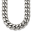 Polished Cubic Zirconia Stainless Steel Curb Chain Necklace 12mm 24in