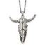 Antiqued Skull Stainless Steel Rolo Chain Necklace 3.2mm