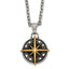 Gold-Tone Antiqued Compass Stainless Steel Cable Chain Necklace 3.6mm