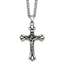 Antiqued Budded Crucifix Stainless Steel Necklace