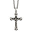 Budded Crucifix Curb Necklace in Stainless Steel, 22 Inch - Sophia Jewelers