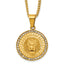 Gold-Tone Polished Crystal Lion Stainless Steel Necklace 2.8mm