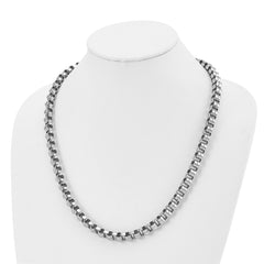 Stainless Steel Polished Rolo Chain Necklace, 24 Inch, 8mm Width, Lobster Clasp