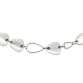 Stainless Steel Polished White Cat's Eye 26in Necklace