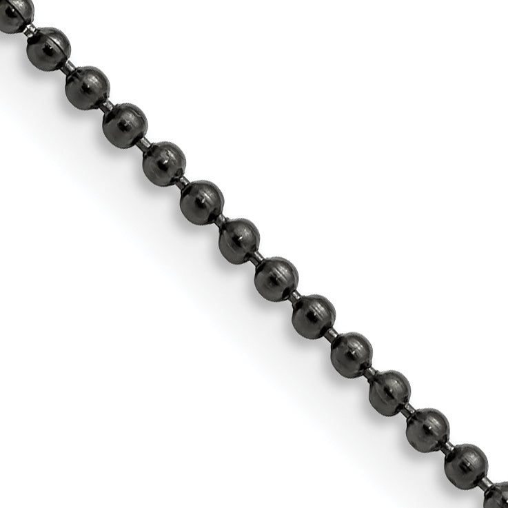 Chisel Stainless Steel Polished Black IP-plated 2mm 30 inch Ball Chain
