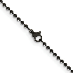 Chisel Stainless Steel Polished Black IP-plated 2.4mm 24 inch Ball Chain
