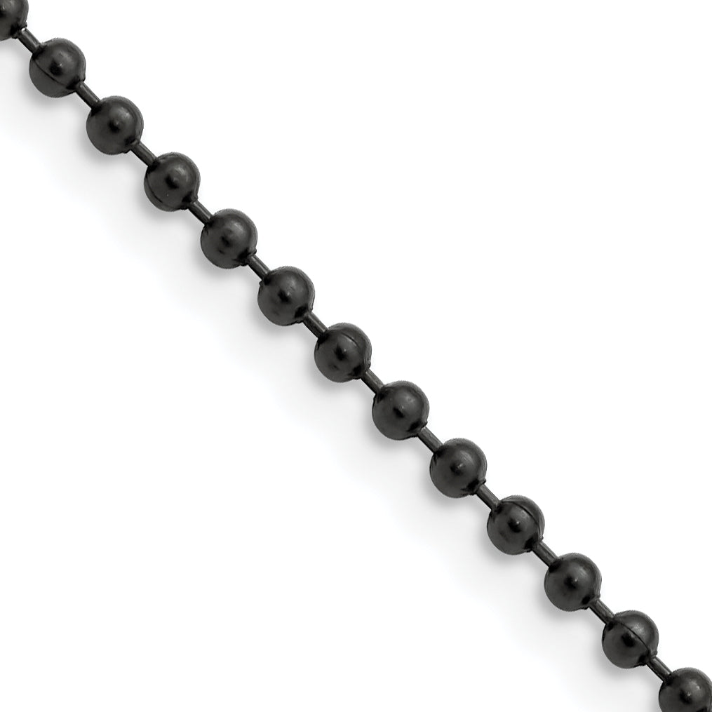 Chisel Stainless Steel Polished Black IP-plated 2.4mm 24 inch Ball Chain