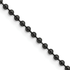 Chisel Stainless Steel Polished Black IP-plated 2.4mm 24 inch Ball Chain