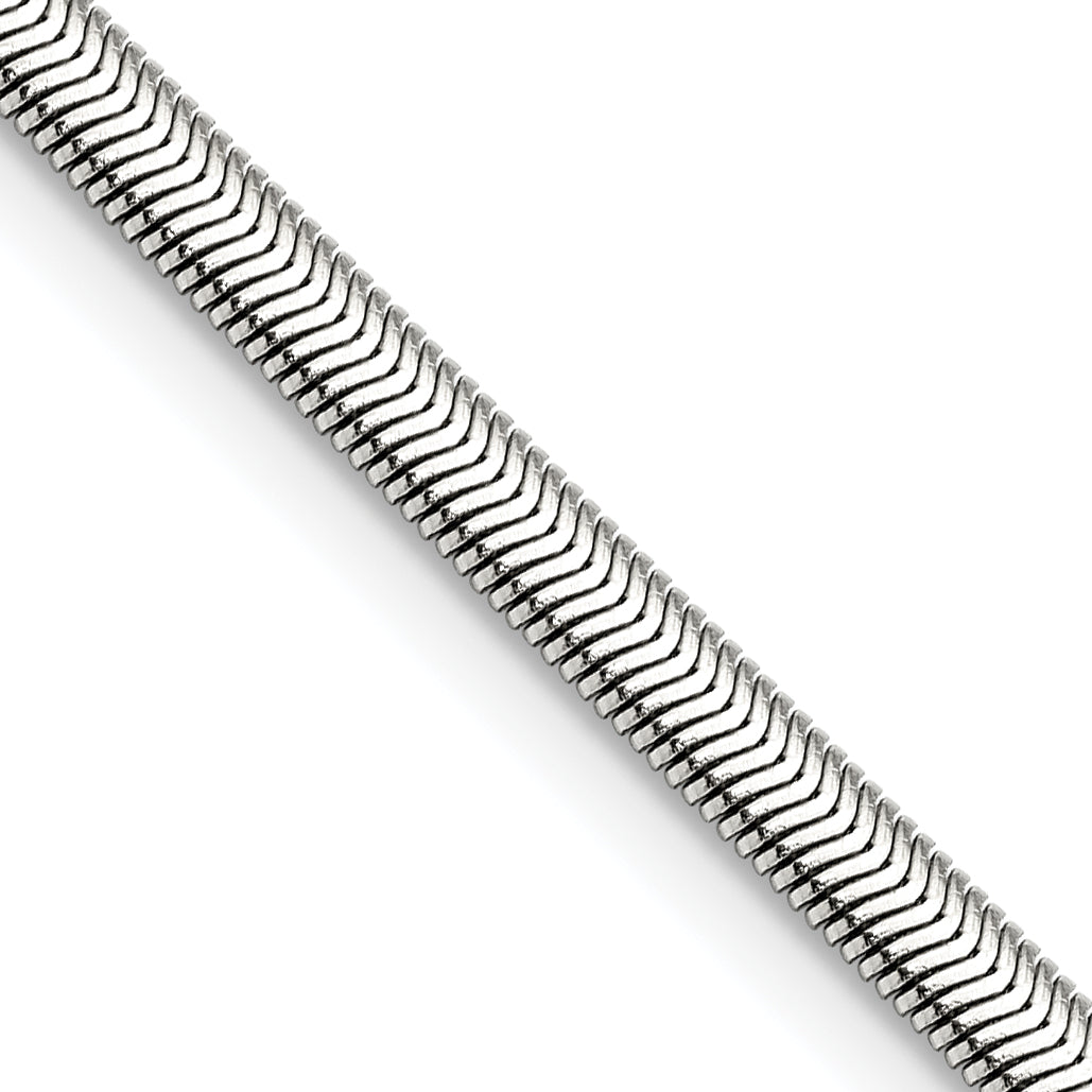 Chisel Stainless Steel Polished 4.2mm 24 inch Flat Snake Chain