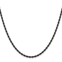 Chisel Stainless Steel Polished Black IP-plated 2.4mm 24 inch Rope Chain