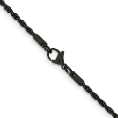 Chisel Stainless Steel Polished Black IP-plated 2.4mm 24 inch Rope Chain