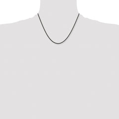 Chisel Stainless Steel Polished Black IP-plated 2.4mm 18 inch Rope Chain