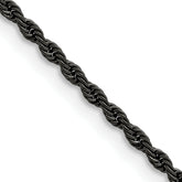 Chisel Stainless Steel Polished Black IP-plated 2.4mm 24 inch Rope Chain