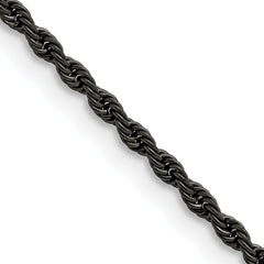Chisel Stainless Steel Polished Black IP-plated 2.4mm 24 inch Rope Chain