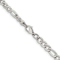 Chisel Stainless Steel Polished 6.3mm 22 inch Figaro Chain