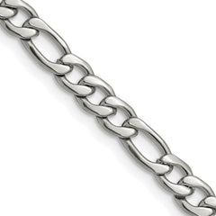Chisel Stainless Steel Polished 6.3mm 22 inch Figaro Chain