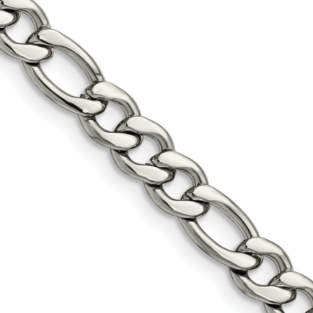 Chisel Stainless Steel Polished 6.75mm 22 inch Figaro Chain