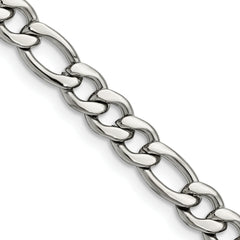 Chisel Stainless Steel Polished 6.75mm 22 inch Figaro Chain