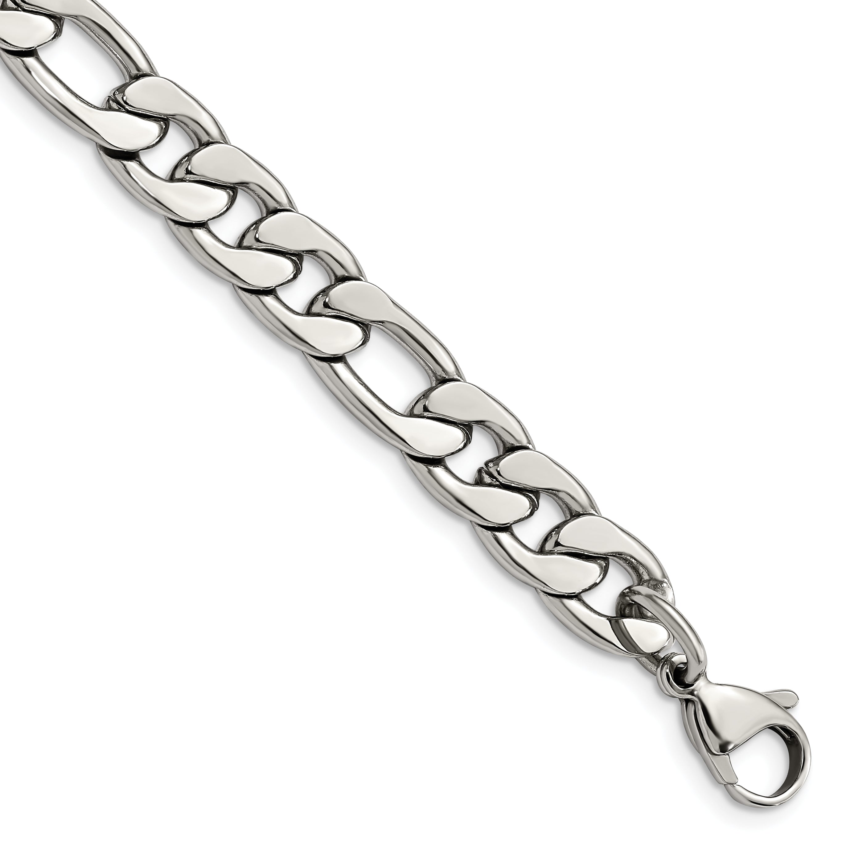 Chisel Stainless Steel Polished 8.75mm 8 inch Figaro Chain