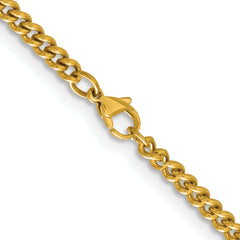 Chisel Stainless Steel Polished Yellow IP-plated 4mm 24 inch Round Curb Chain