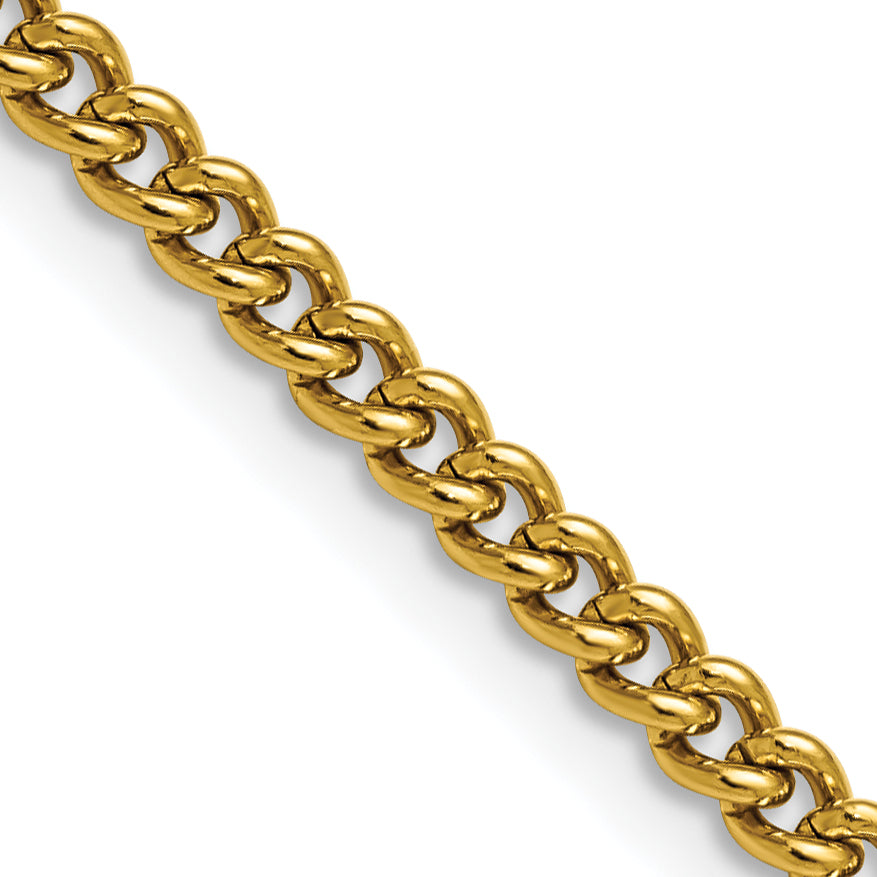 Chisel Stainless Steel Polished Yellow IP-plated 4mm 24 inch Round Curb Chain