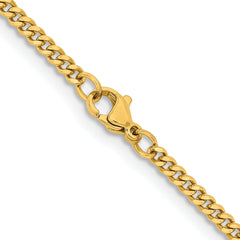 Chisel Stainless Steel Polished Yellow IP-plated 3mm 24 inch Curb Chain