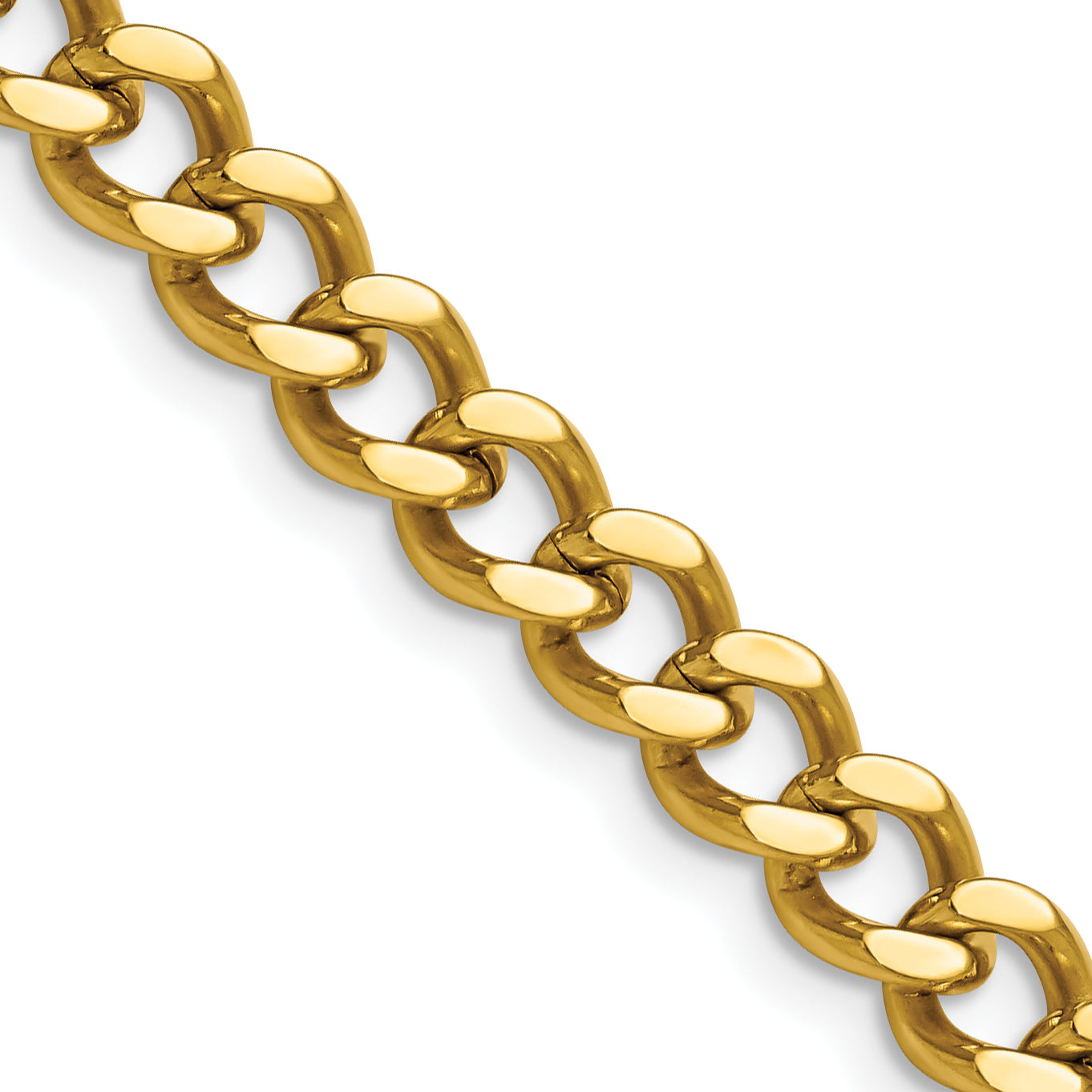 Chisel Stainless Steel Polished Yellow IP-plated 7.5mm 22 inch Curb Chain
