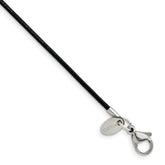 Chisel Stainless Steel Black Leather Cord 18 inch Necklace