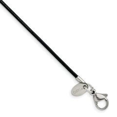Chisel Stainless Steel Black Leather Cord 18 inch Necklace