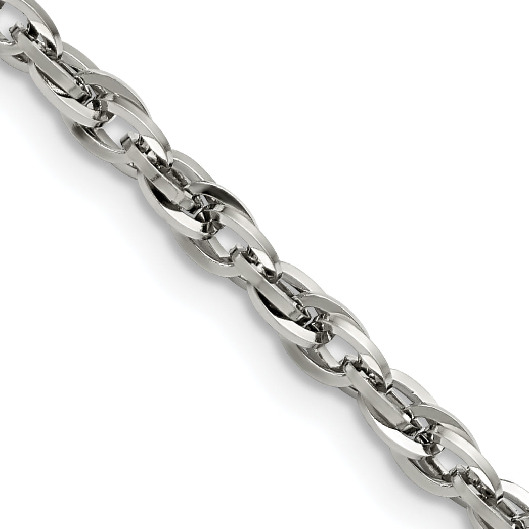 Chisel Stainless Steel Polished 4.2mm 24 inch Fancy Twisted Link Chain