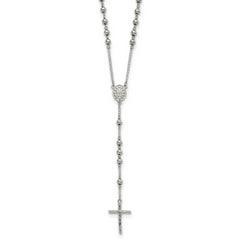 Chisel Stainless Steel Polished 6mm Beaded 29.5 inch Rosary Necklace