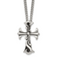 Chisel Stainless Steel Antiqued Polished and Textured Scroll Cross Pendant on a Curb Chain Necklace