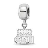 Sterling Silver Rhodium-plated Logo Art Old Dominion University O-D-U Extra Small Dangle Bead Charm