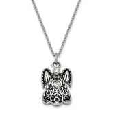 Sentimental Expressions Stainless Steel Clear CZ April Birthstone Antiqued Angel Ash Holder 18 Inch Necklace