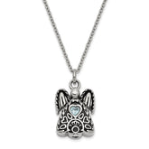 Sentimental Expressions Stainless Steel Light Blue CZ March Birthstone Antiqued Angel Ash Holder 18 inch Necklace